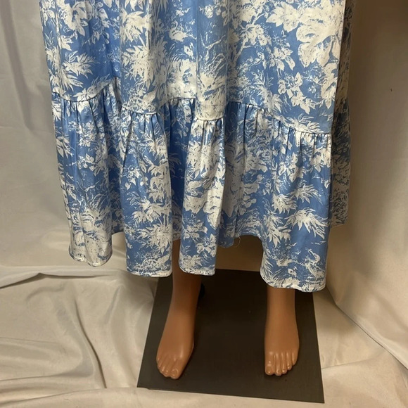 WAYF Midi Floral Western Dress Size M Cut Out Preppy Balloon Sleeve - Picture 6 of 13